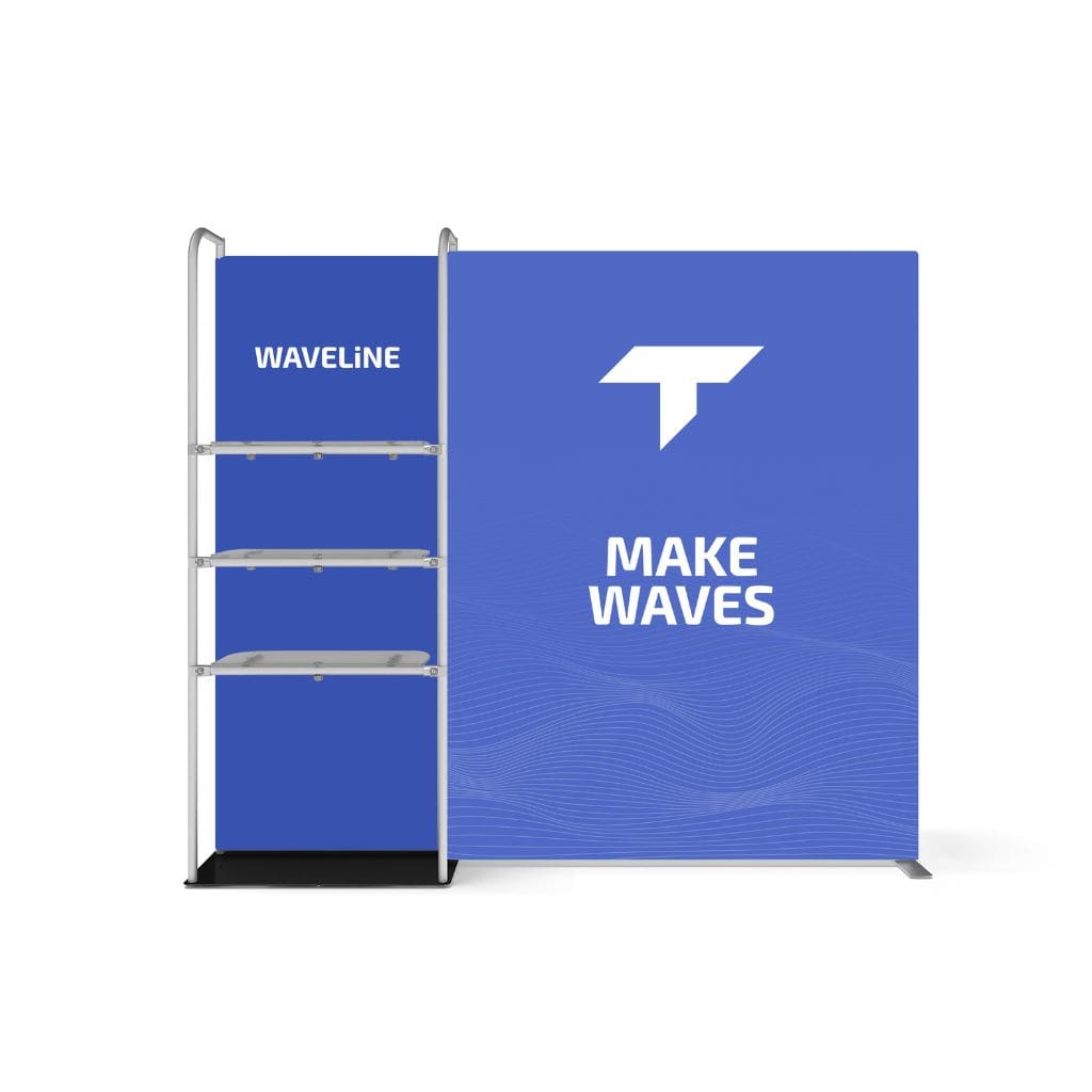 10 x 10 WaveLine Deluxe Media Merchandiser Trade Show Booth