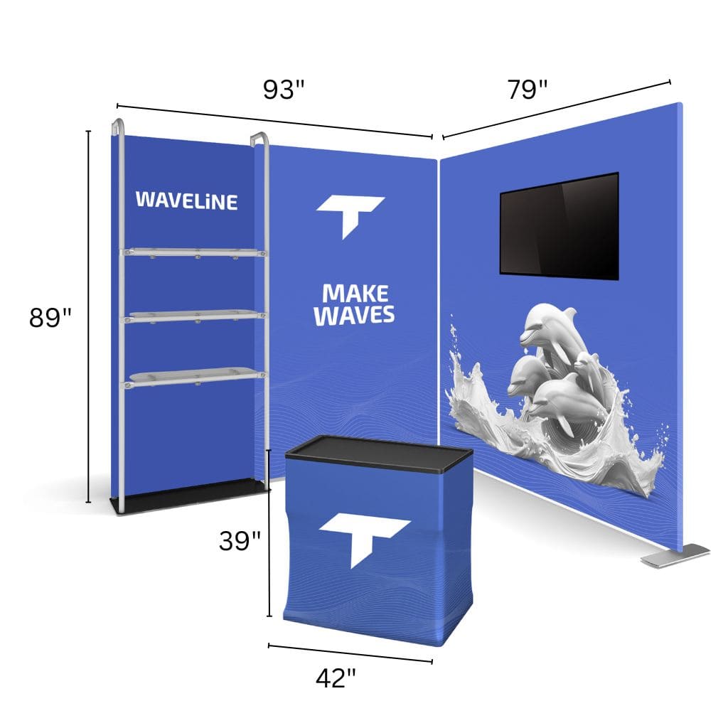 10 x 10 WaveLine Deluxe Media Merchandiser Trade Show Booth