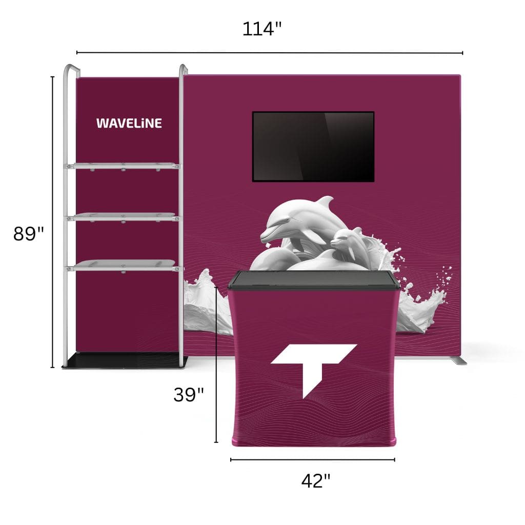 10 x 10 WaveLine Media Merchandiser Trade Show Booth
