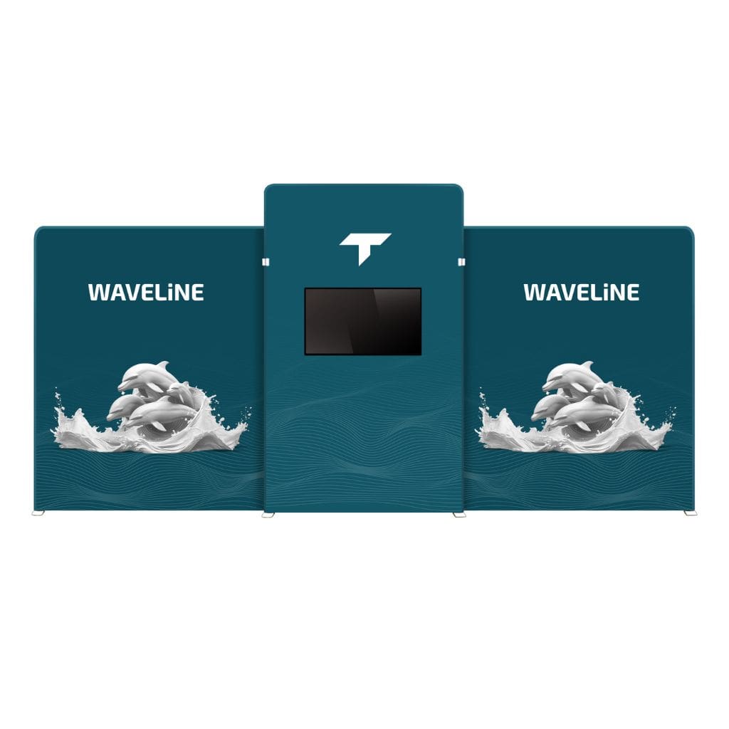 10 x 20 WaveLine Media Waterfall Trade Show Booth