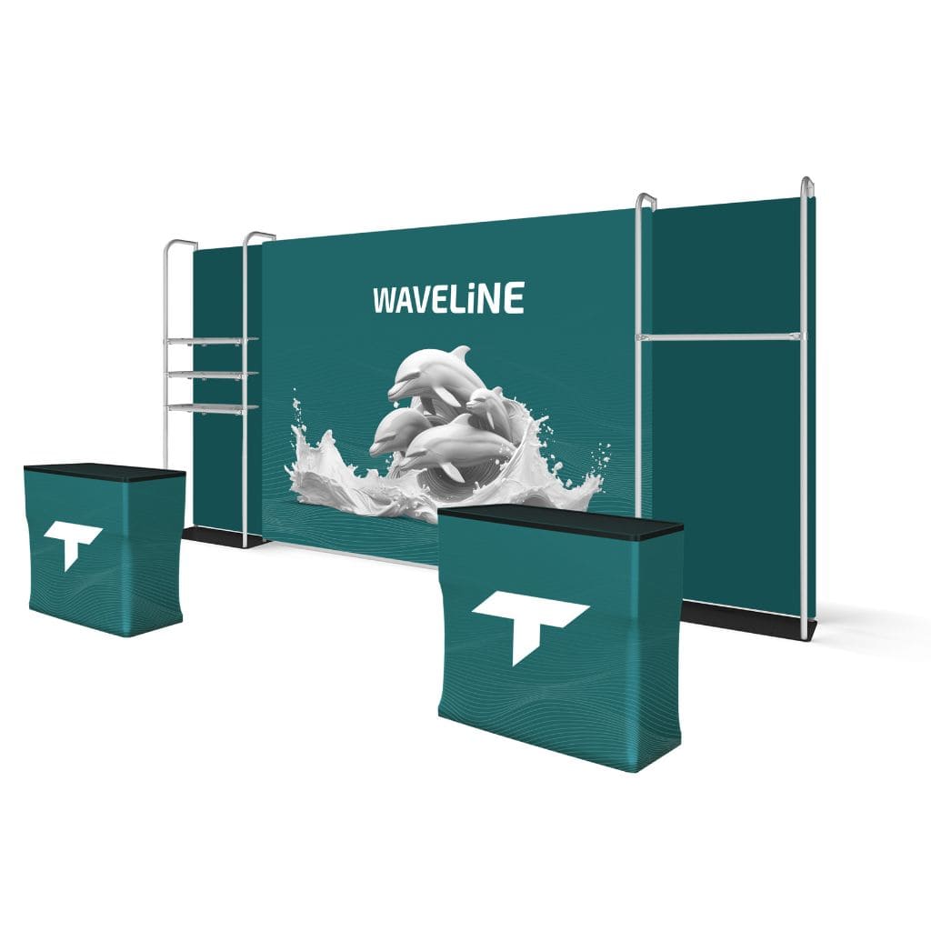 10 x 20 WaveLine Merchandiser Trade Show Booth