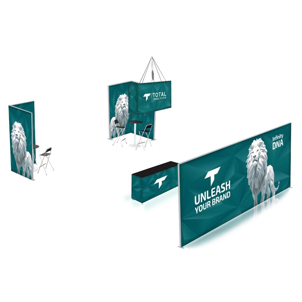 20 x 20 Infinity DNA Peninsula Trade Show Booth Kit 2