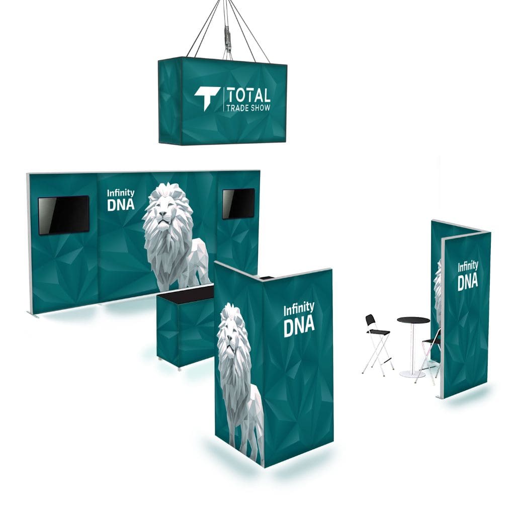 20 x 20 Infinity DNA Peninsula Trade Show Booth Kit 2