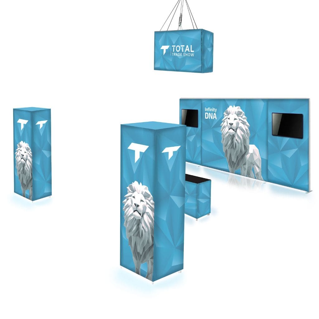 20 x 20 Infinity DNA Peninsula Trade Show Booth Kit 1