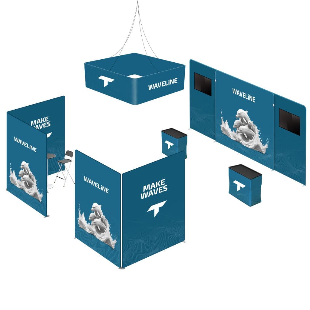 20 x 20 WaveLine Media Peninsula Trade Show Booth