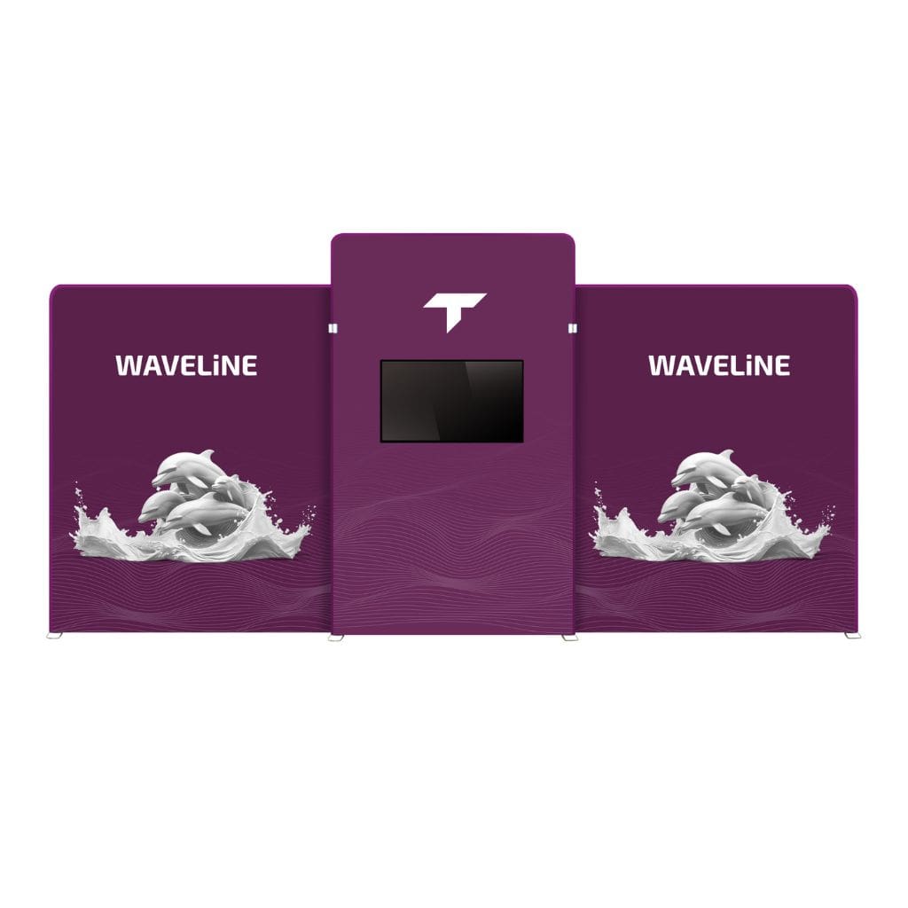 20 x 20 WaveLine Media Waterfall Tower Trade Show Booth