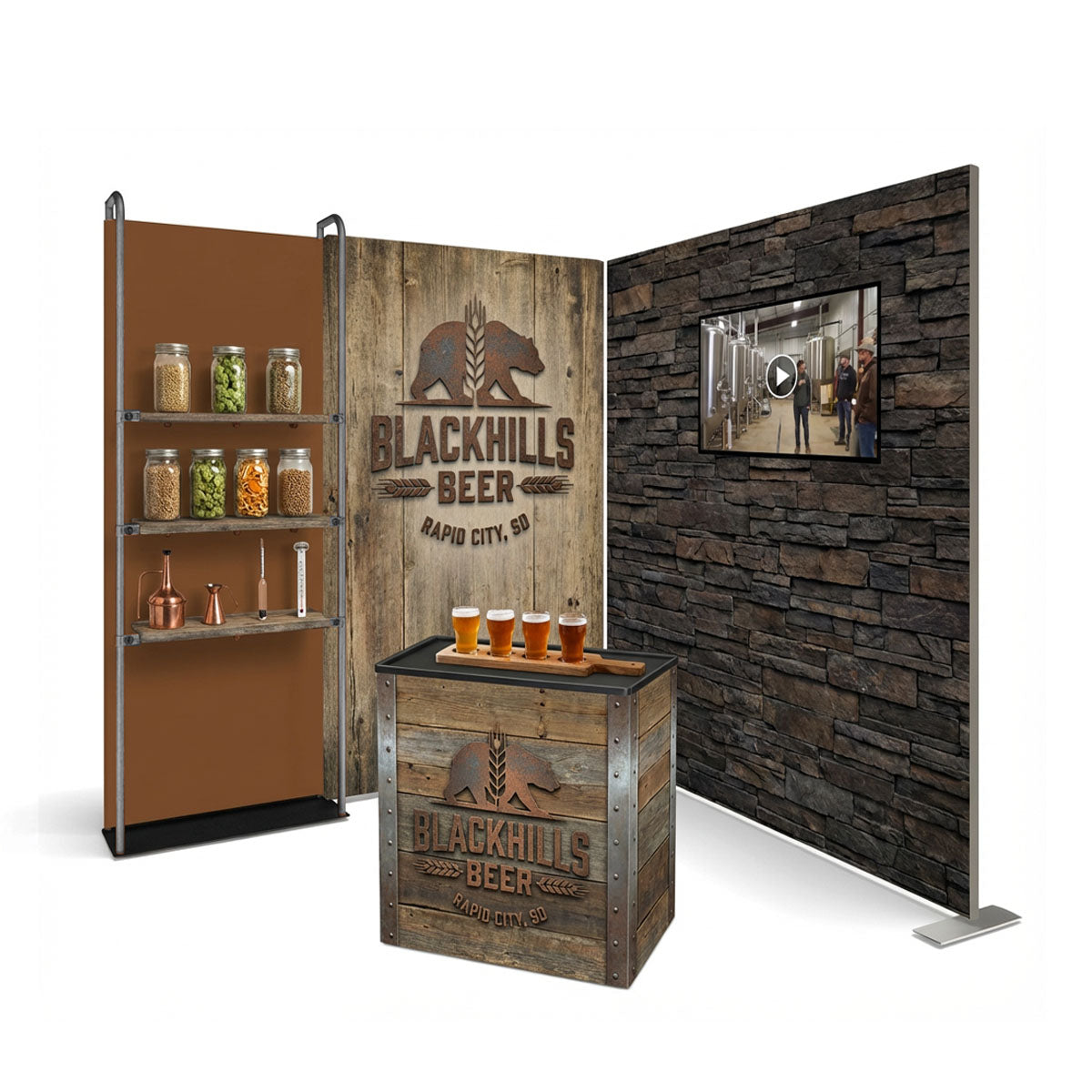 10 x 10 WaveLine Deluxe Media Merchandiser Trade Show Booth